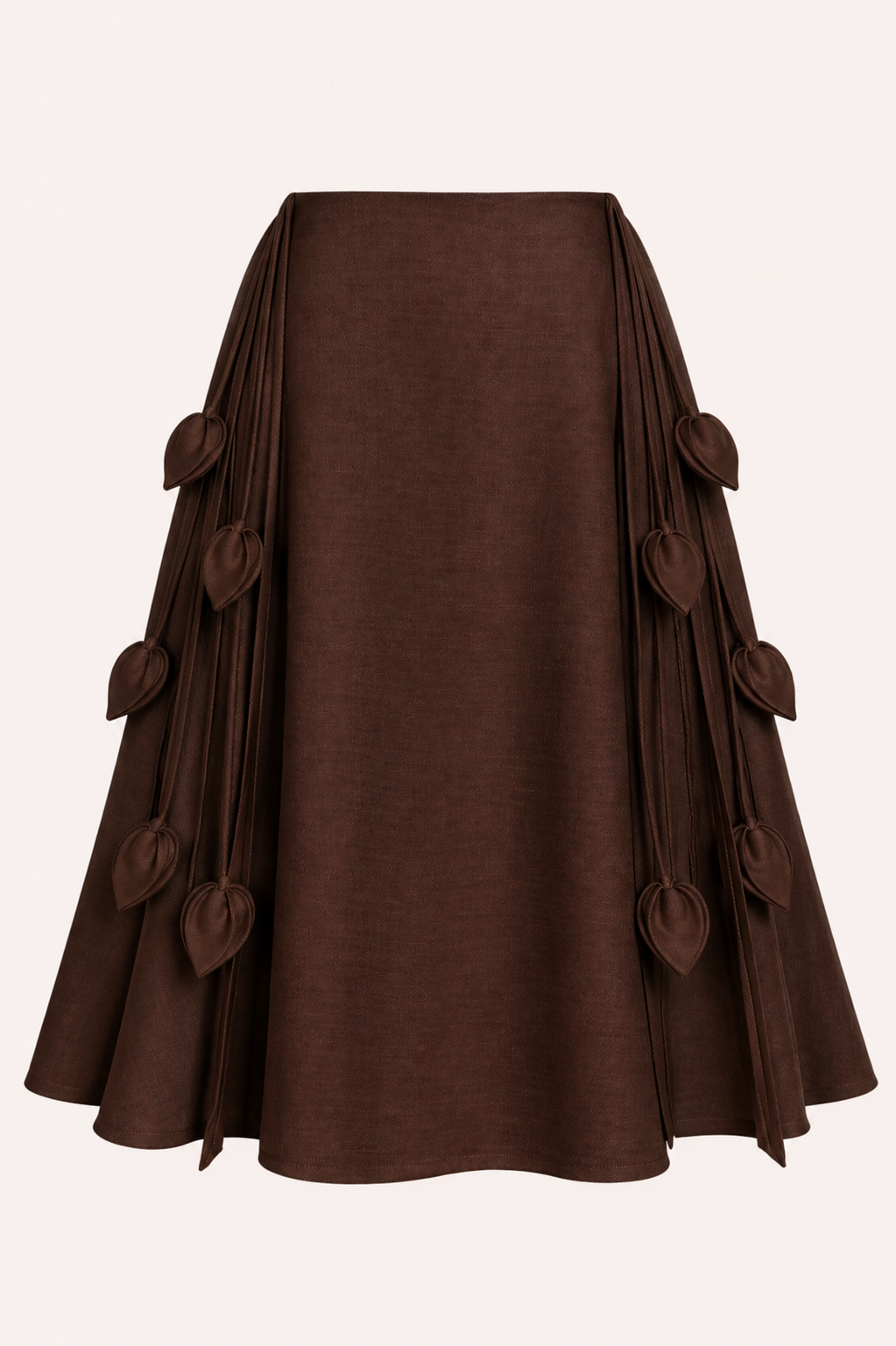 Brown skirt with decorative elements on a white background