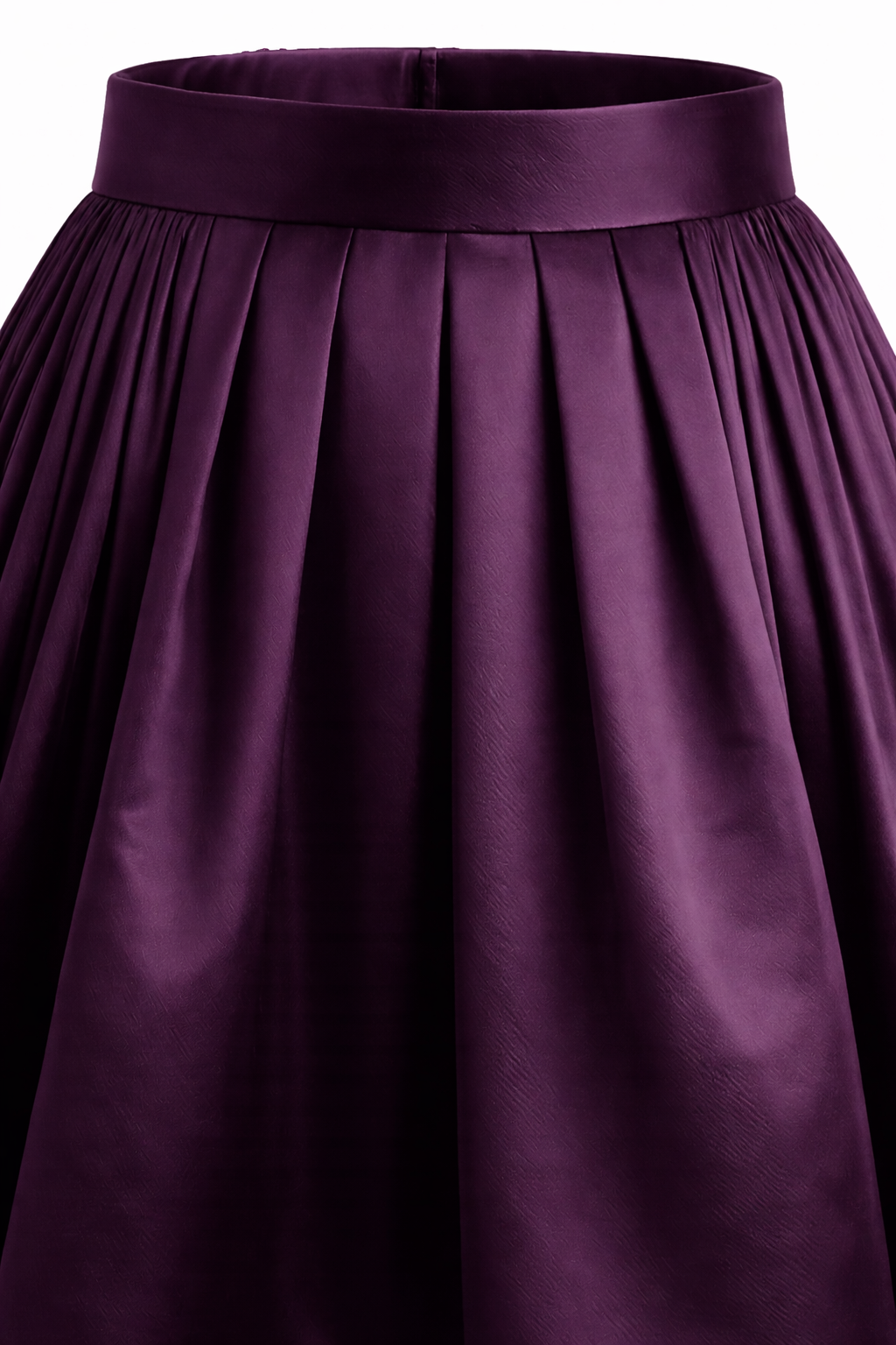 Close-up of a purple pleated skirt on a white background